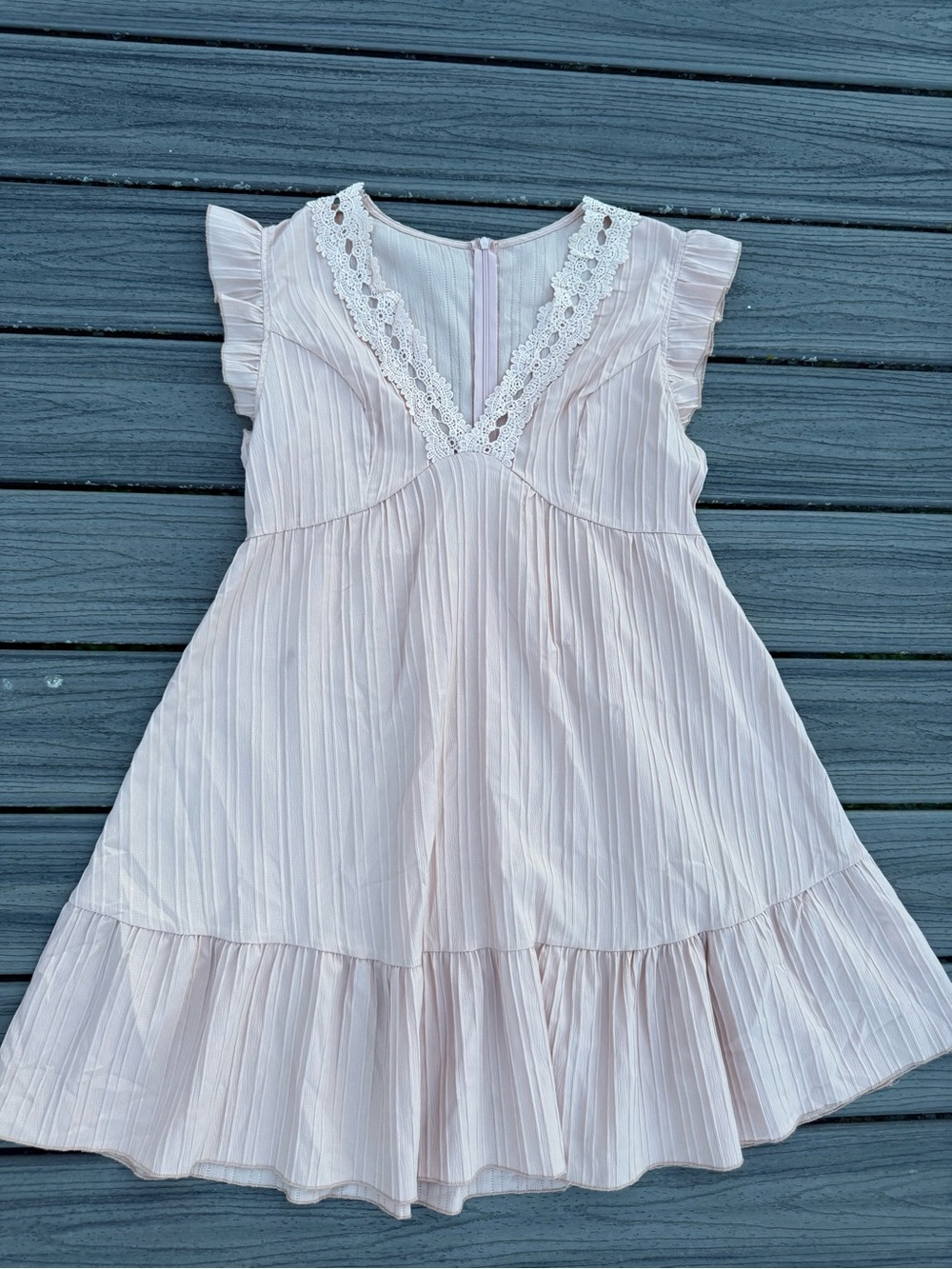 Soft Pink Women’s Ruffle Lace Dress